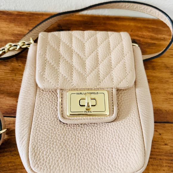 Karl Lagerfeld Agyness Paris Leather Blush Crossbody Bag in Shell - Picture 8 of 10